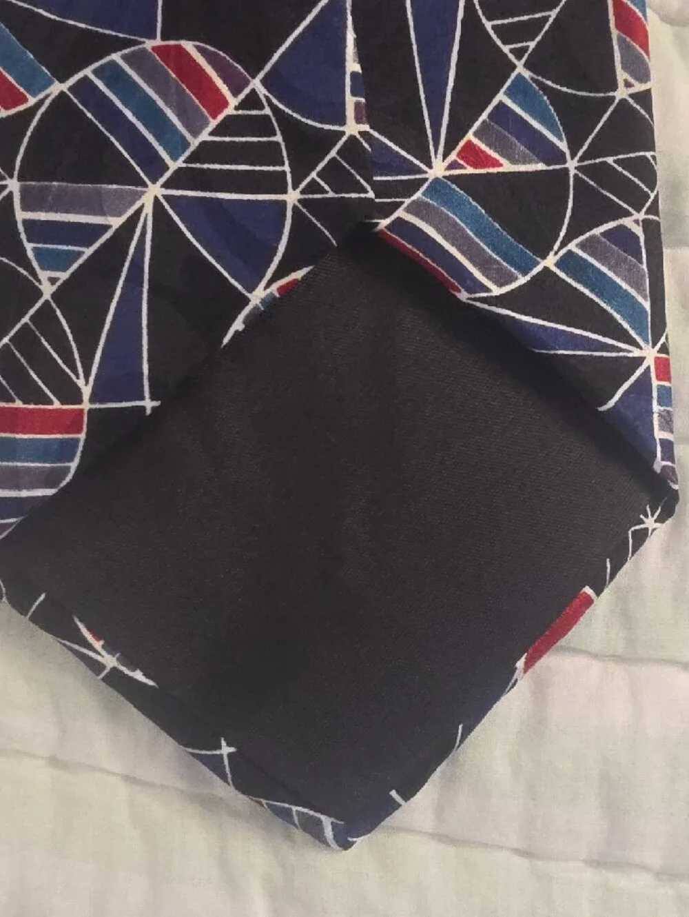 Valentino All Silk From Italy Hand Fashioned Geometric Tie with Red & White